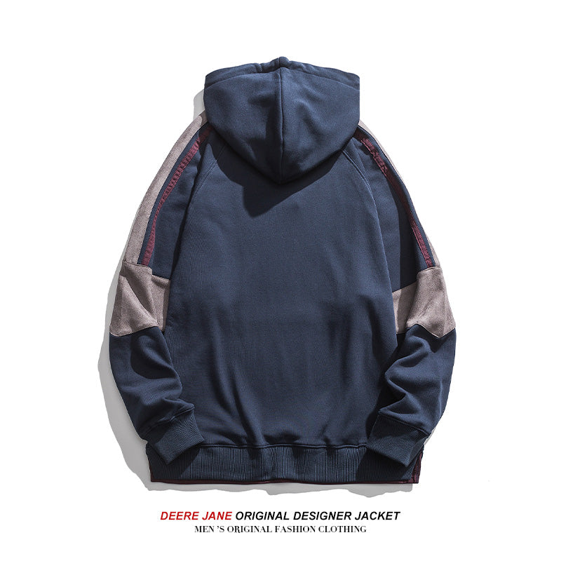 Men Pullover Hoodie Spring Patchwork Hoodie Men Spring Loose Casual