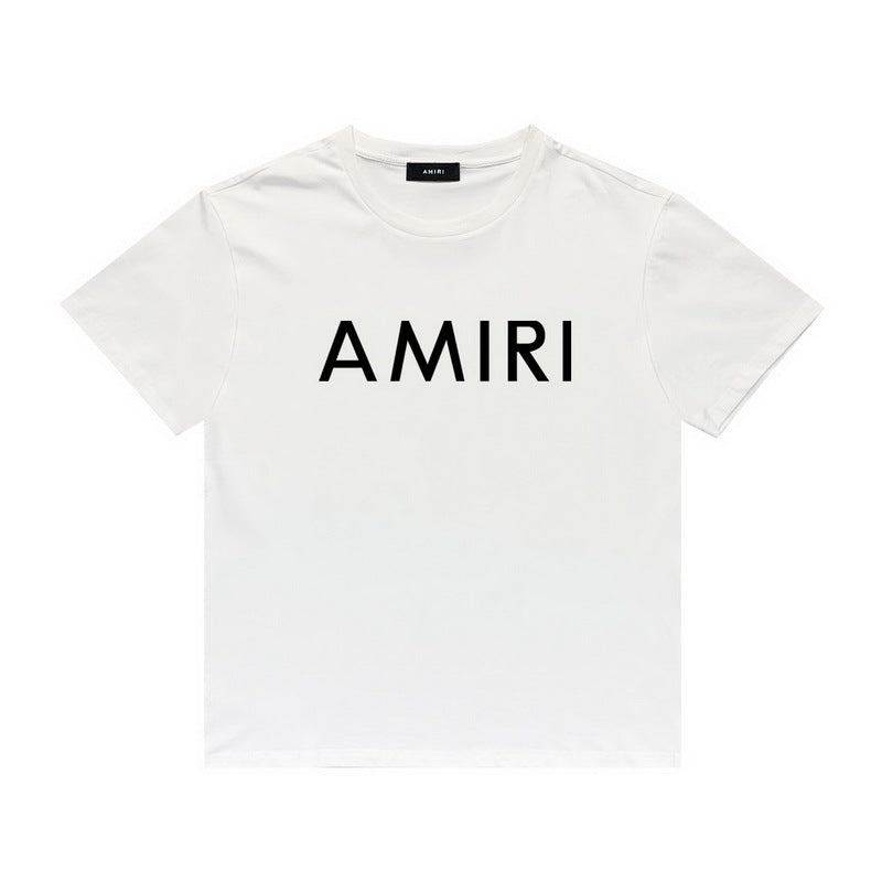 Amiri T Shirt Letter Print Casual Hip Hop round Neck Short Sleeve T-shirt