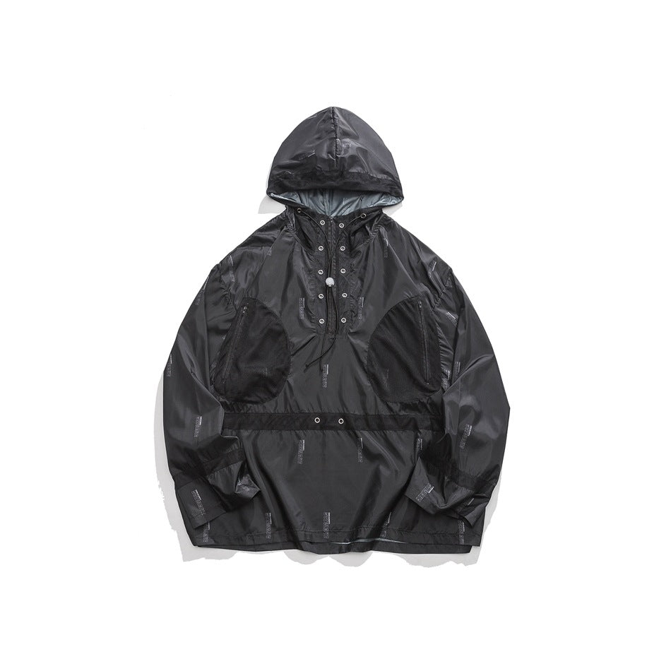Unisex Jacket Shell Jacket Men's and Women's Loose Hooded Coat Mechanical Style Jacket