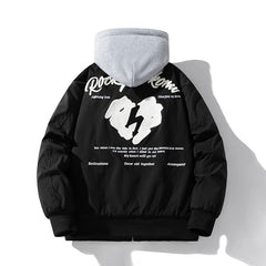 Mens Vintage Jackets Embroidered baseball jersey hooded jacket