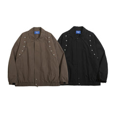 Unisex Jacket Autumn Retro Lapels Workwear Jacket Loose Casual Jacket