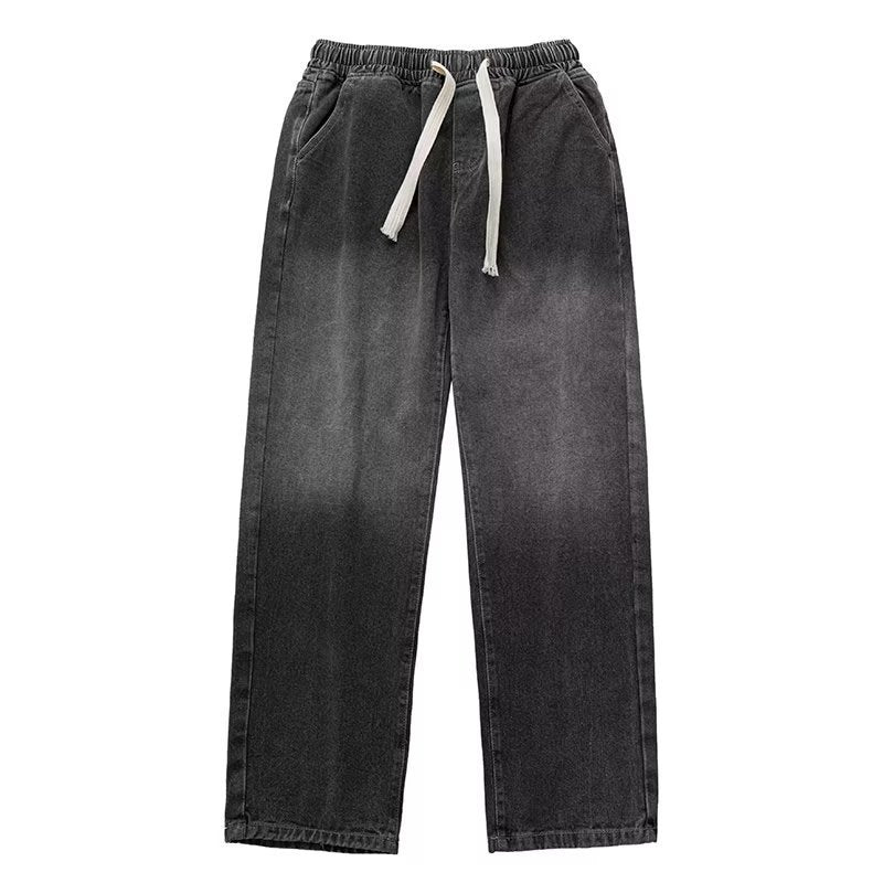 Men Jeans Gradient Jeans Men Retro Washed Loose Wide-Leg Straight Trousers
