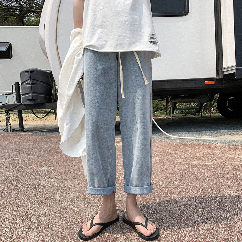 Men Jeans Straight Jeans Men's Loose Summer Pants