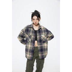 Unisex Jacket Retro Plaid Shirt Men and Women Loose Jacket