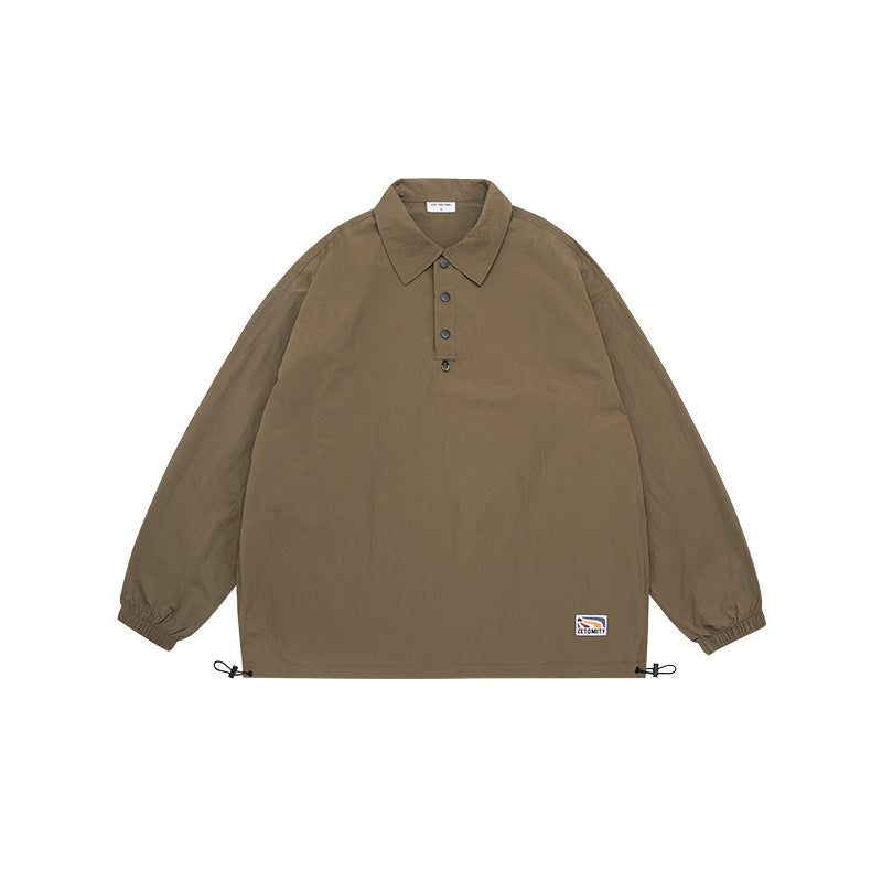 Unisex Jacket Retro Pullover Sports Jacket Loose Outdoor Polo Collar Top