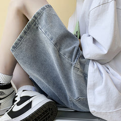 Men Jeans Denim Shorts Men's Fifth Pants Summer Loose Straight Cargo Pants