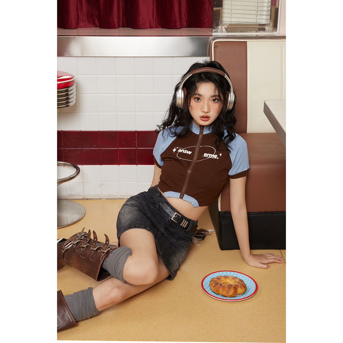 Unisex Jacket Retro Sports Navel Short Cardigan Coat