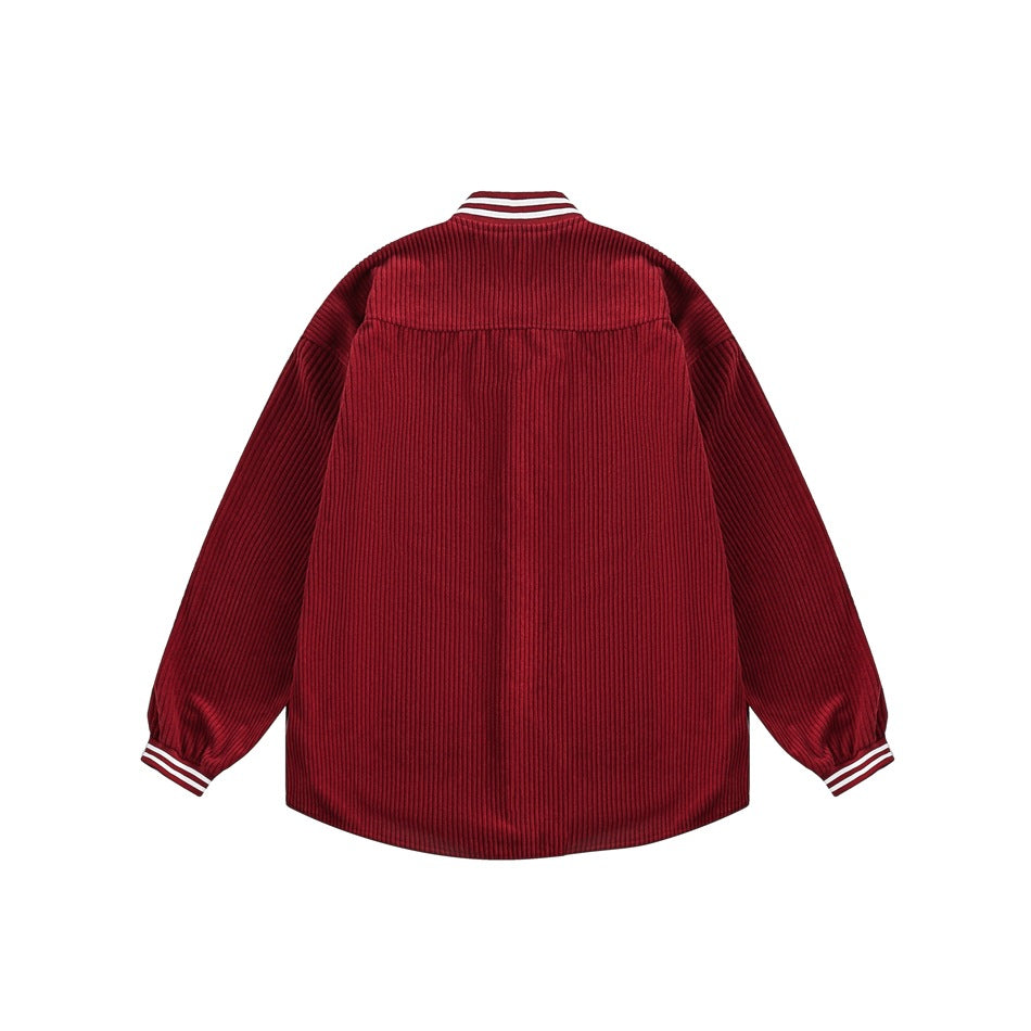 Unisex Jacket Vintage Baseball Jacket Men's and Women's Loose Corduroy Coat