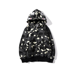 Bathing Ape Hoodie camouflage luminous sweater men's autumn and winter cardigan