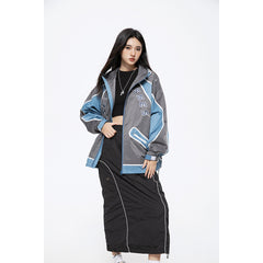 Unisex Jacket Retro Patchwork Contrast Color Sports Jacket