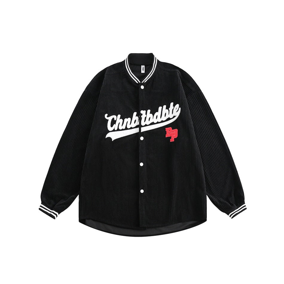 Unisex Jacket Vintage Baseball Jacket Men's and Women's Loose Corduroy Coat