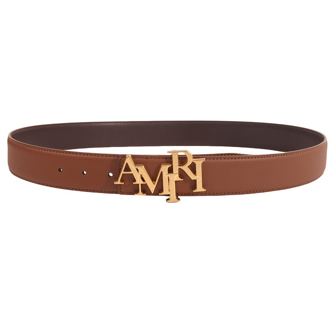 Amiri Belt Cross-border Popular Men's Belt Smooth  Neutral belt casual with jeans shipped with boxBuckle Letter Belt Youth Plaid Belt Trendy Casual Belt