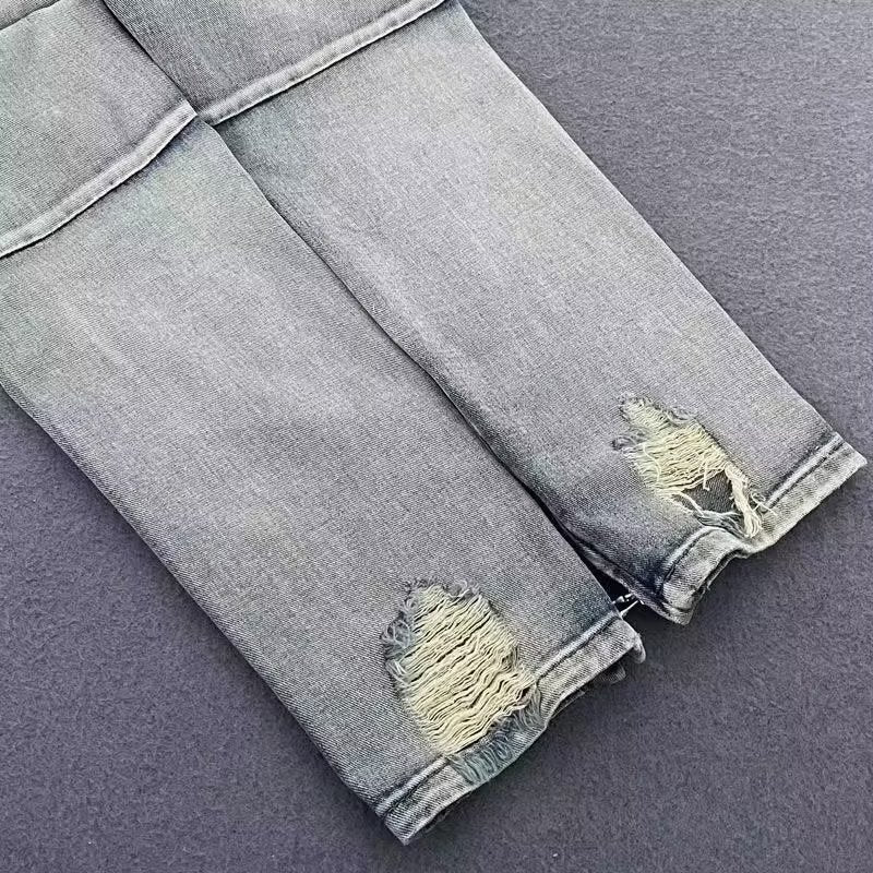 Men Jeans Split Ripped Jeans