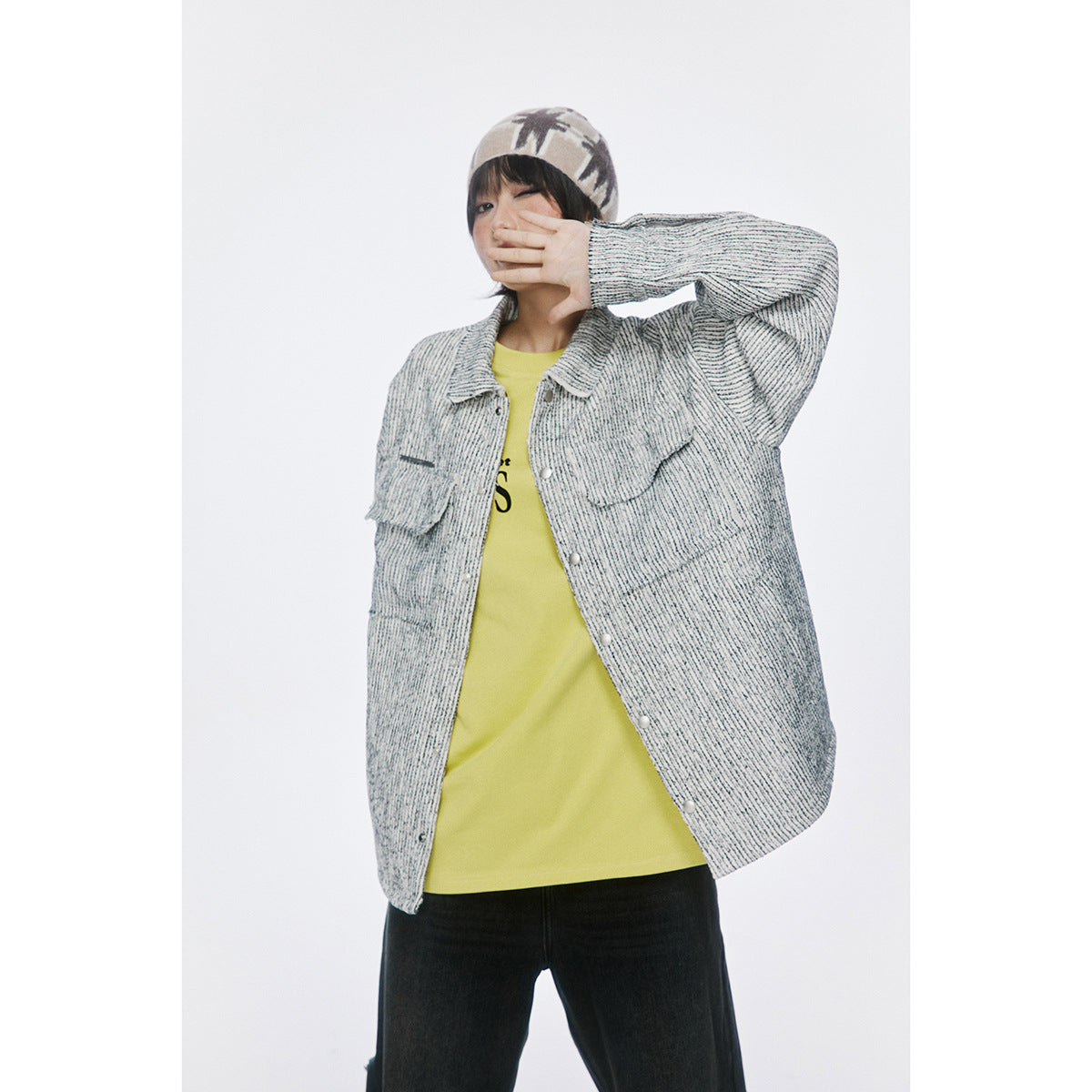 Unisex Jacket Spring and Autumn Vintage Overalls Jacket Loose Lapels Coat