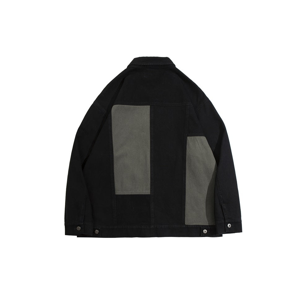 Unisex Jacket Retro Washed Stitching Patch Jacket Men's and Women's Loose Spring and Autumn Overalls