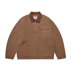 Unisex Jacket Retro Washed Lapel Detroit Jacket Baggy Coat