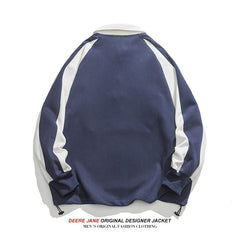 Men Pullover Hoodie Spring Color Matching Polo Shirt Men Loose-Fitting Casual Pullover