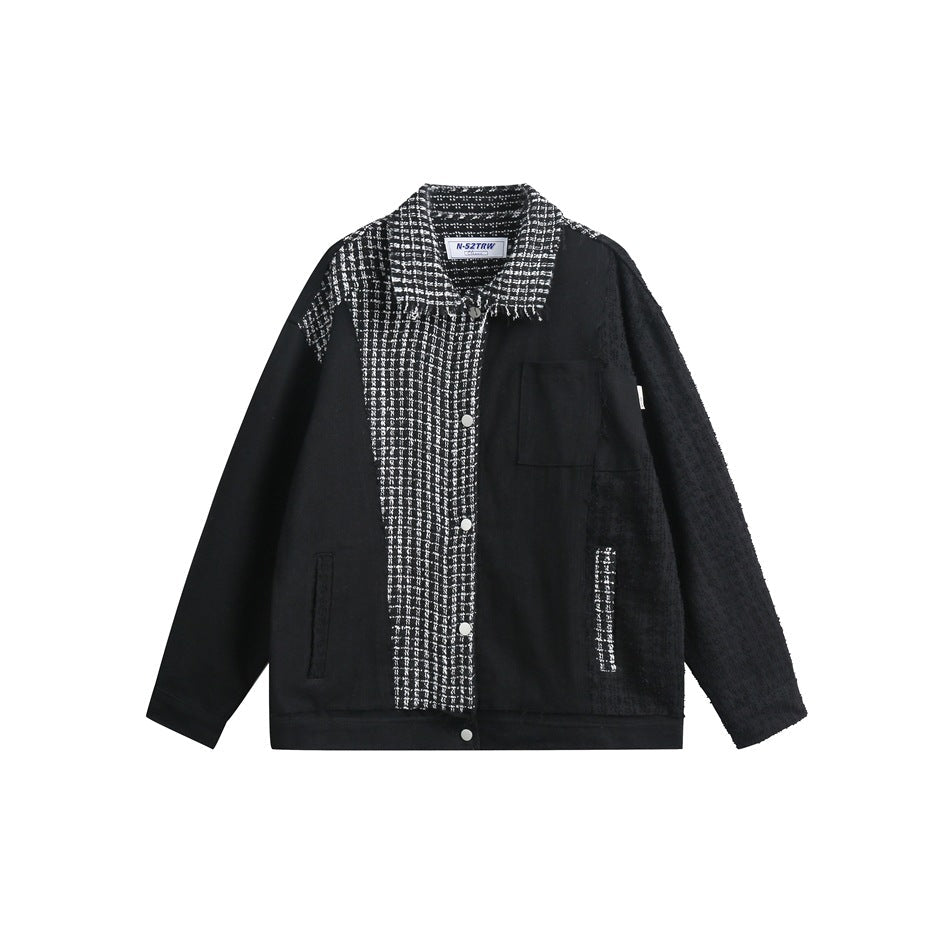 Unisex Jacket Houndstooth Coat Men and Women Loose Jacket