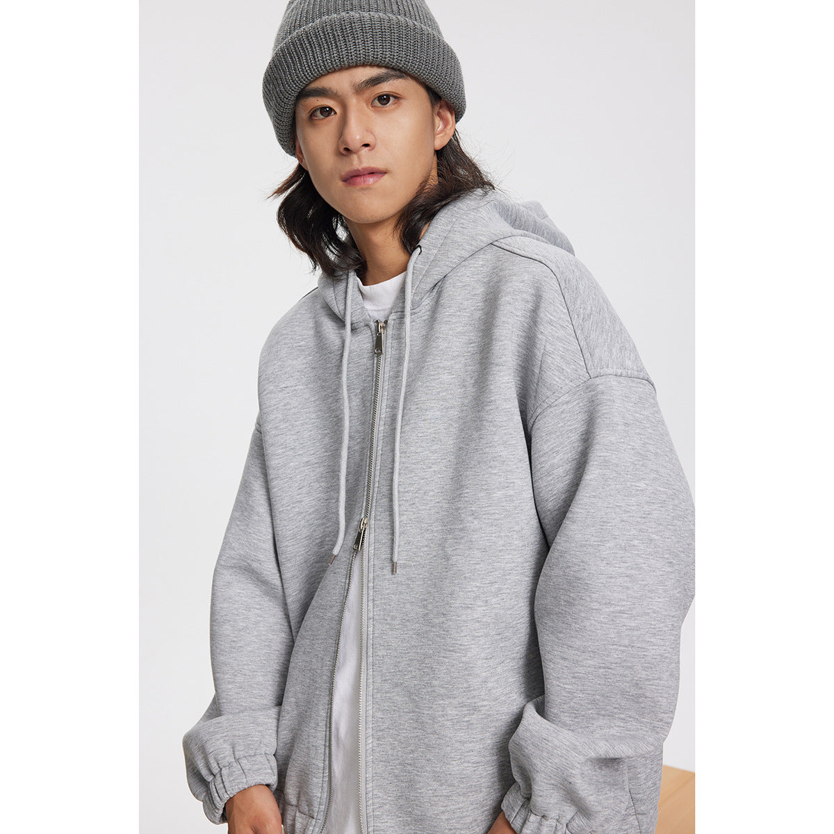 Unisex Jacket Relaxed-Fit Hoodie Top Coat Cotton Sweater Jacket