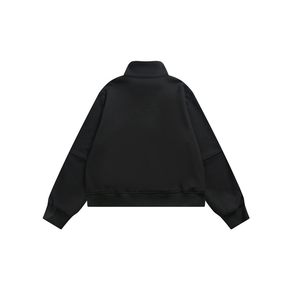 Unisex Jacket Vintage Jacket Loose Short Stand Collar Sports Jacket