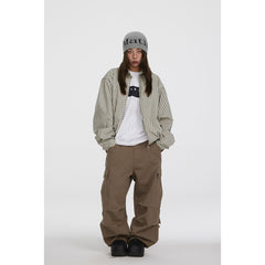 Unisex Jacket Autumn Vintage Stripe Jacket Loose Overalls