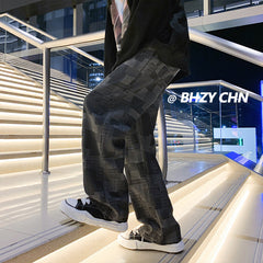 Men Jeans Men's Loose Wide Leg Pants Straight-Leg Pants