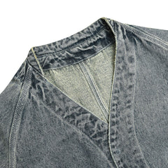 Unisex Jacket Vintage Loose Washed-out Four-Bag Workwear Denim Jacket