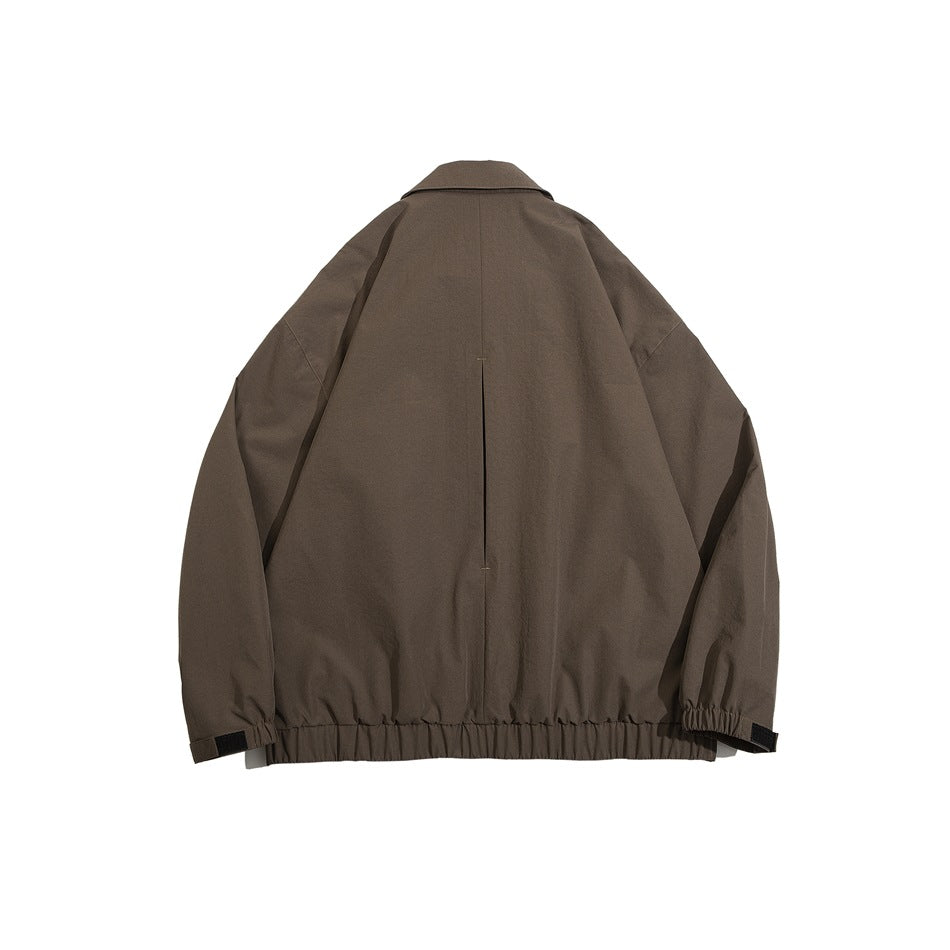 Unisex Jacket Autumn Retro Lapels Workwear Jacket Loose Casual Jacket