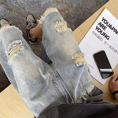 Men Jeans Hole Repair Denim Shorts Summer Vintage Shorts
