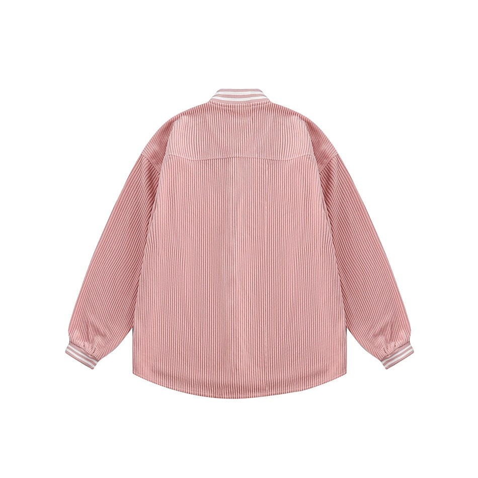 Unisex Jacket Vintage Baseball Jacket Men's and Women's Loose Corduroy Coat