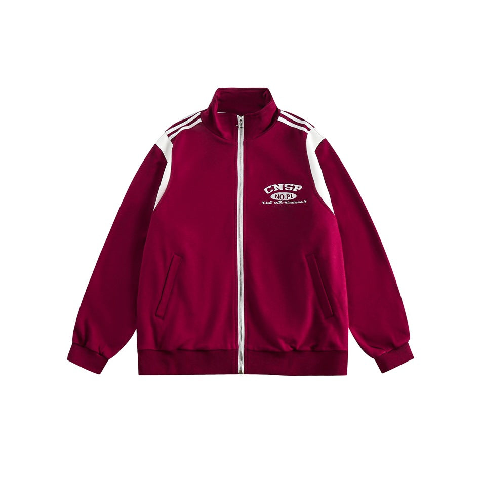 Unisex Jacket Retro Patchwork Coat Loose Lapel Sports Jacket