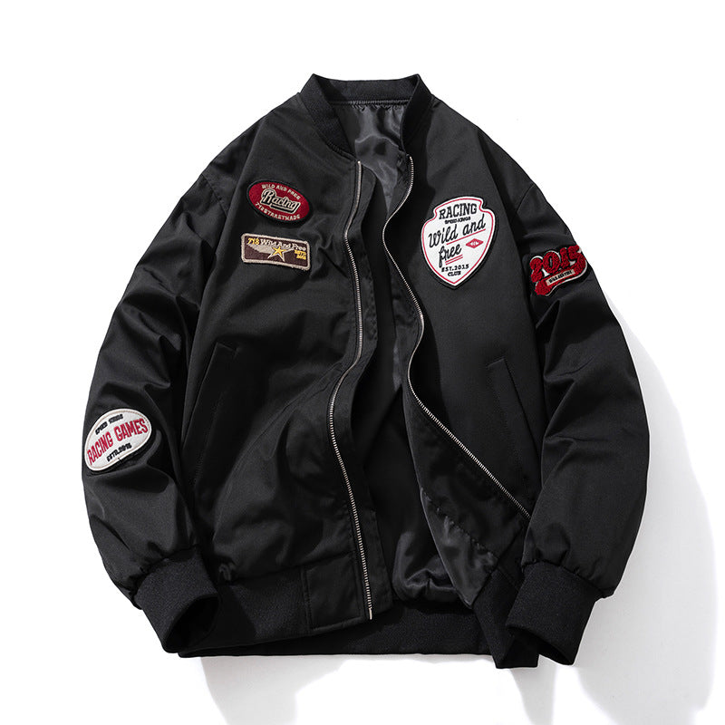 Men Vintage Jackets Vintage Towel Fleece Embroidered Jacket Baseball Suit Flight Suit