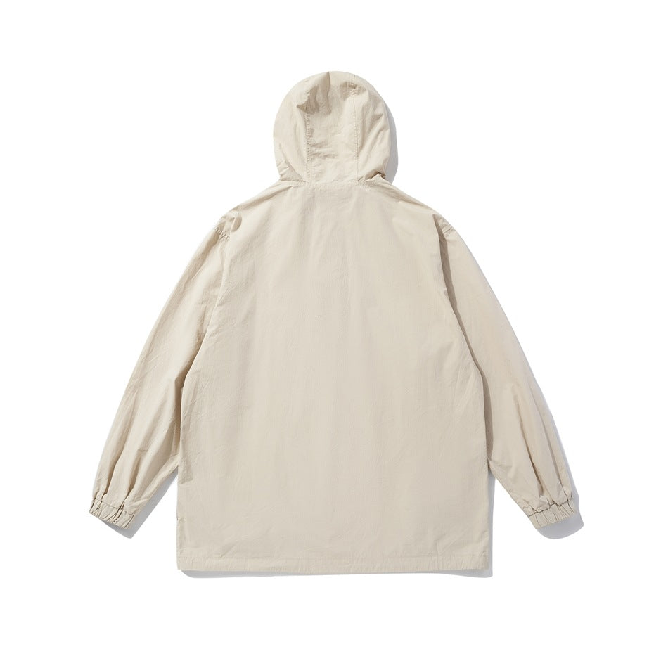 Unisex Jacket Retro Hooded Coat Top Leisure Loose Jacket