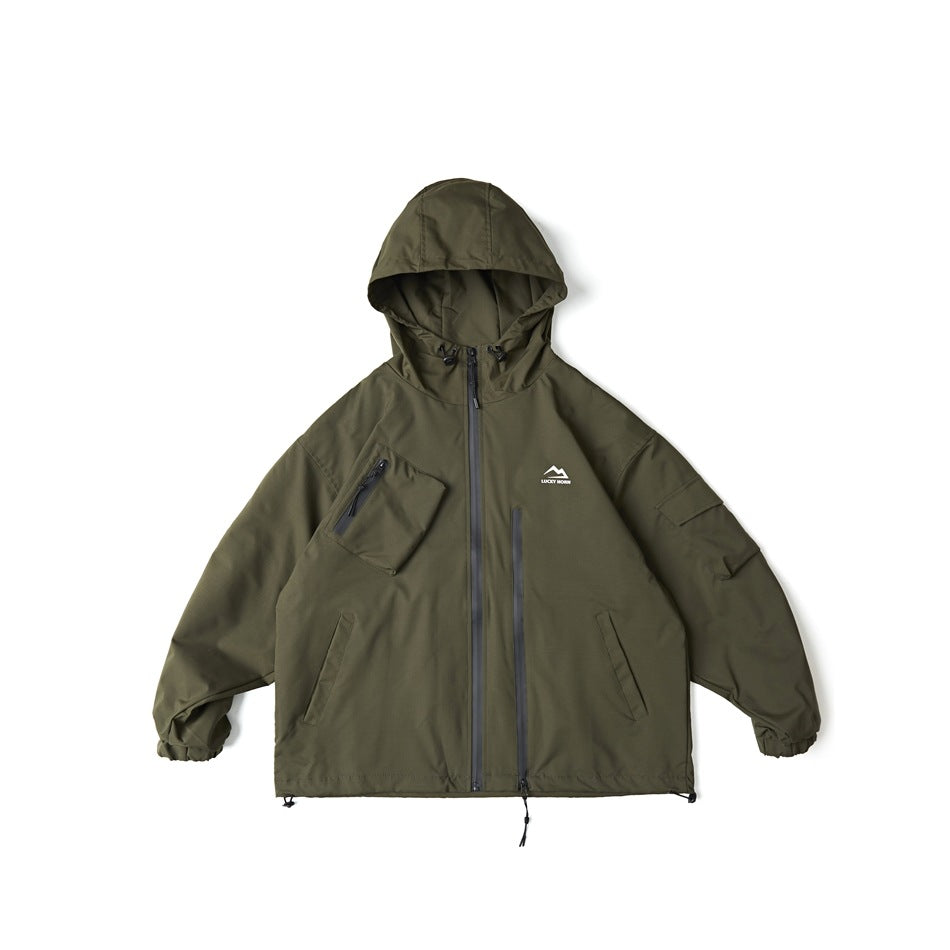 Unisex Jacket Zipper Decorations Hooded Hooded Jacket Men's Jacket Coat