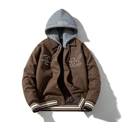 Mens Vintage Jackets Autumn and Winter PU Leather Baseball Uniform