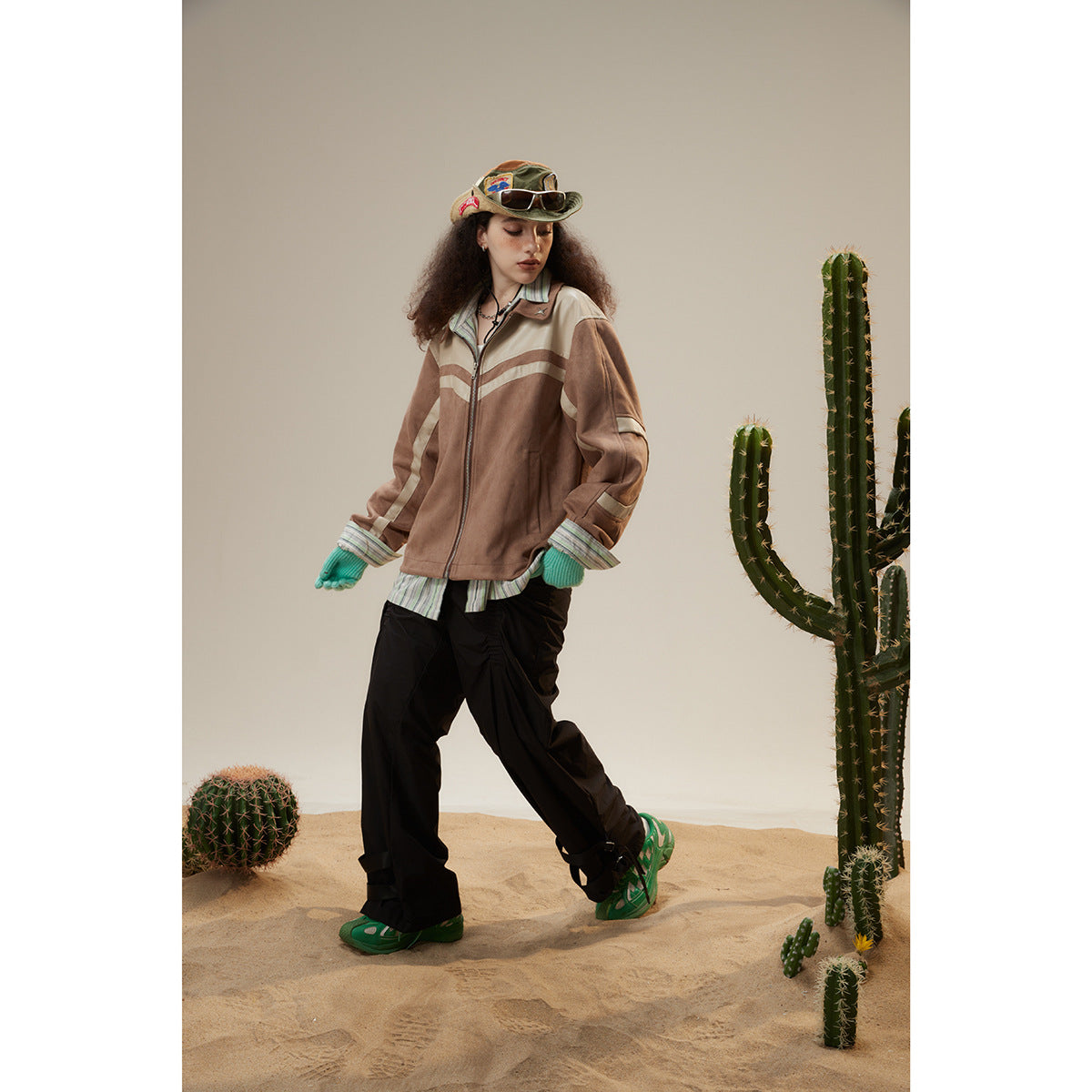Unisex Jacket Retro Patchwork Loose Lapels Jacket