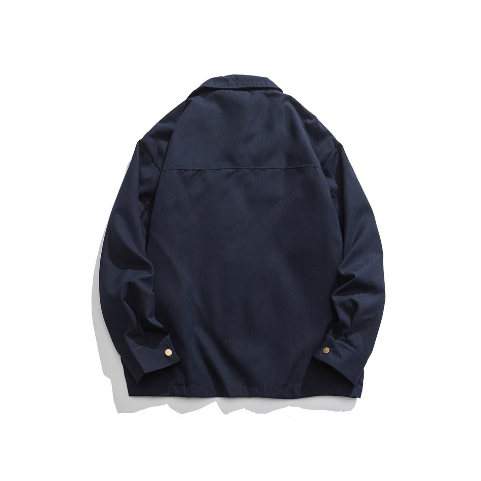 Unisex Jacket Vintage Coat Loose Casual Polo Collar Workwear Jacket