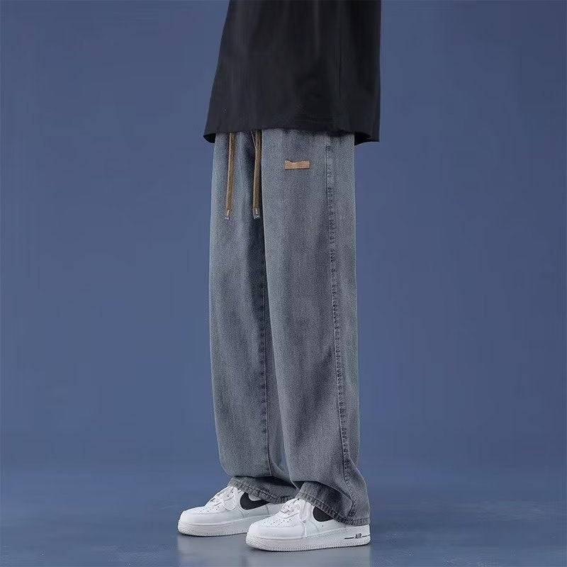 Men Jeans Summer Loose Straight-Leg Wide-Leg Pants Casual Pants