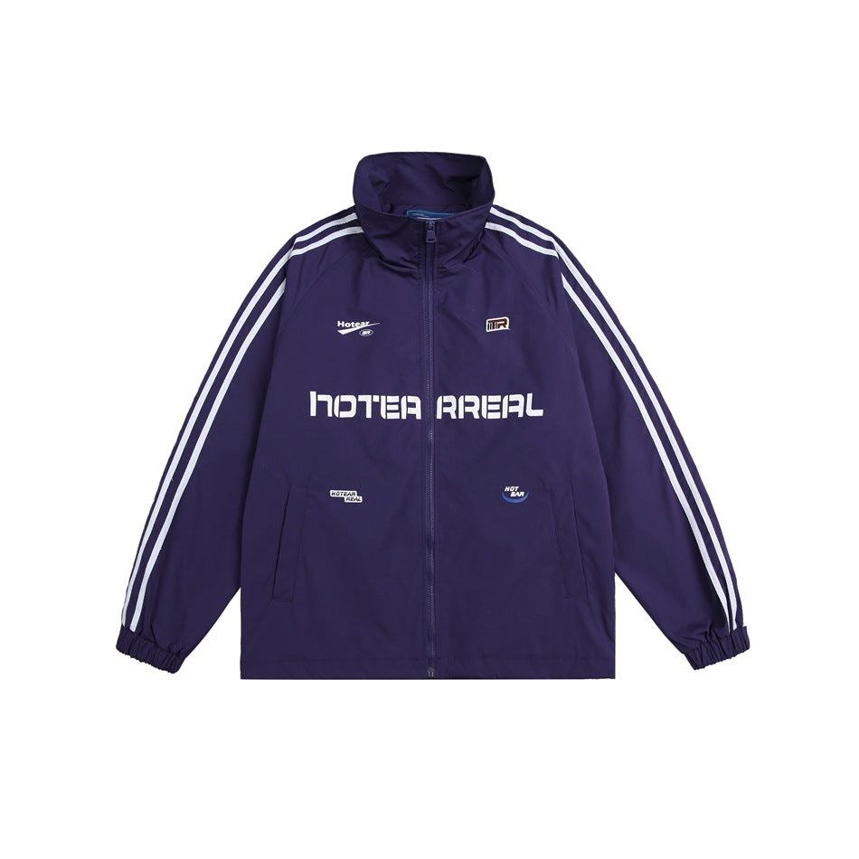 Unisex Jacket Retro Sports Casual Stand Collar Coat Men's and Women's Same Loose Autumn Jacket