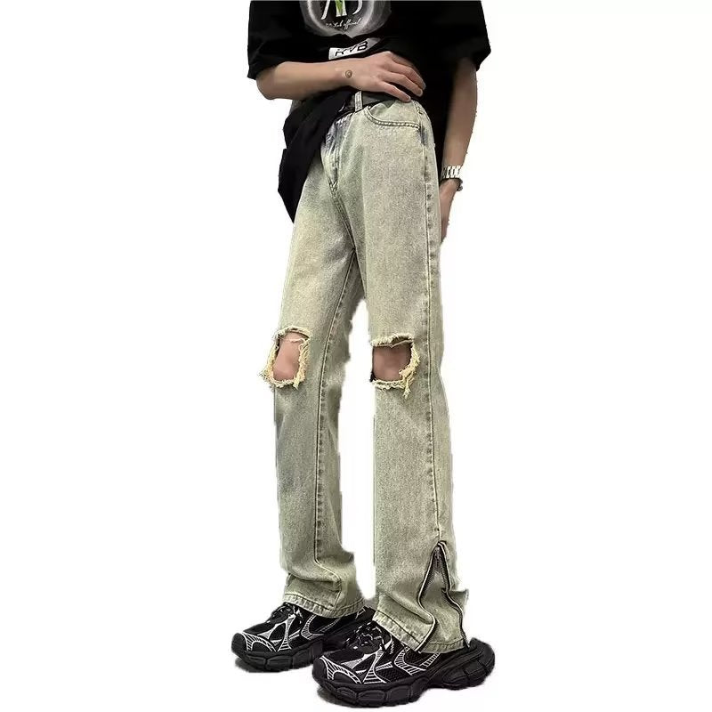 Men Jeans Ripped Straight Jeans