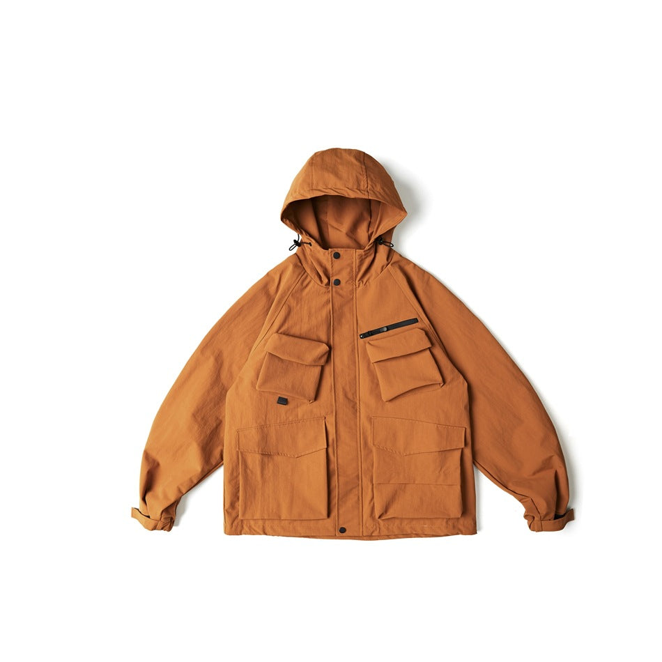 Unisex Jacket Vintage Overalls Jacket Loose Hooded Outdoor Shell Jacket Men's Jacket