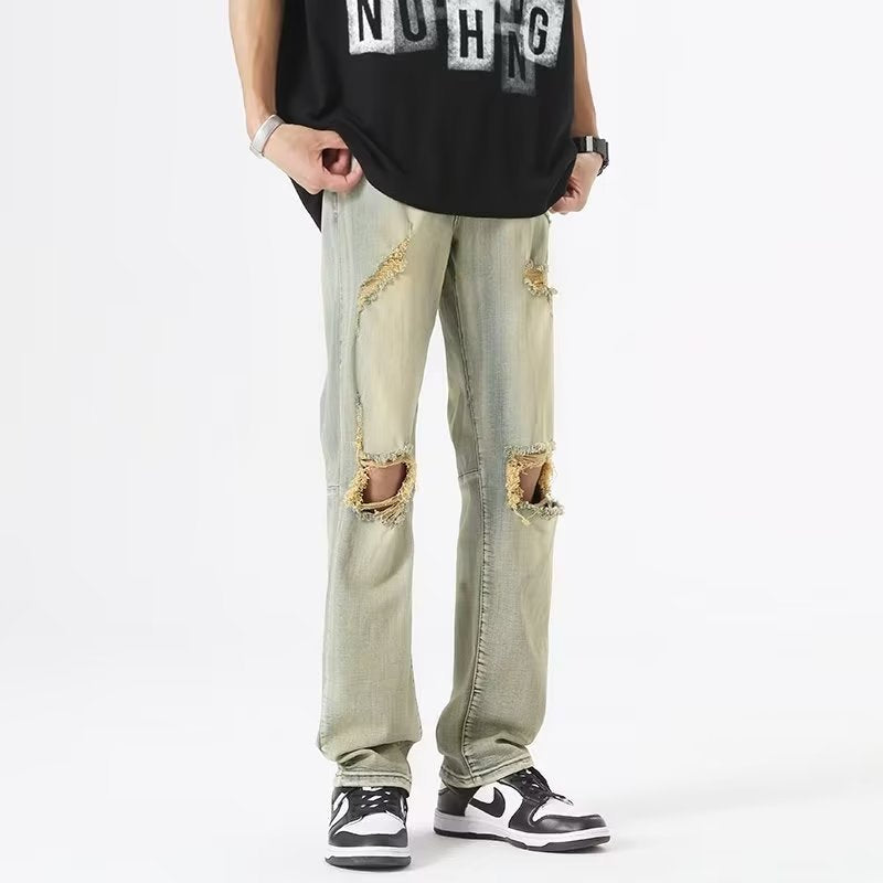 Men Jeans Summer Loose Straight Casual Trousers