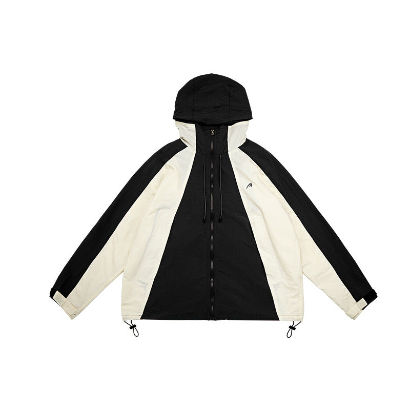 Unisex Jacket Neverules Vintage Contrast Color Jacket Coat Tooling Hooded Jacket