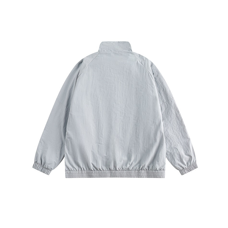 Unisex Jacket Simple Loose Retro Stand Collar Jacket Men's Coat