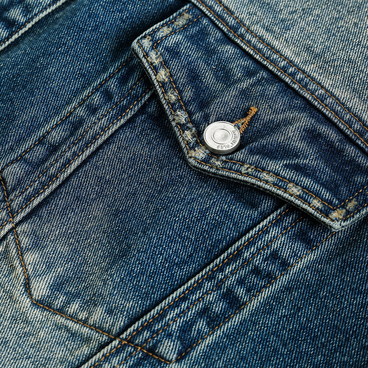 Unisex Jacket Vintage Worn Looking Washed-out Denim Jacket Loose Denim Jacket