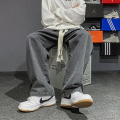 Men Jeans Vintage Jeans Straight-Leg Pants Loose Spring-Autumn Wide-Leg Pants