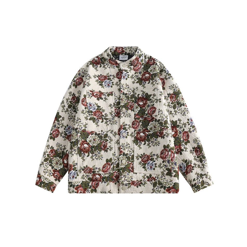 Unisex Jacket Stand Collar Jacket Baggy Coat