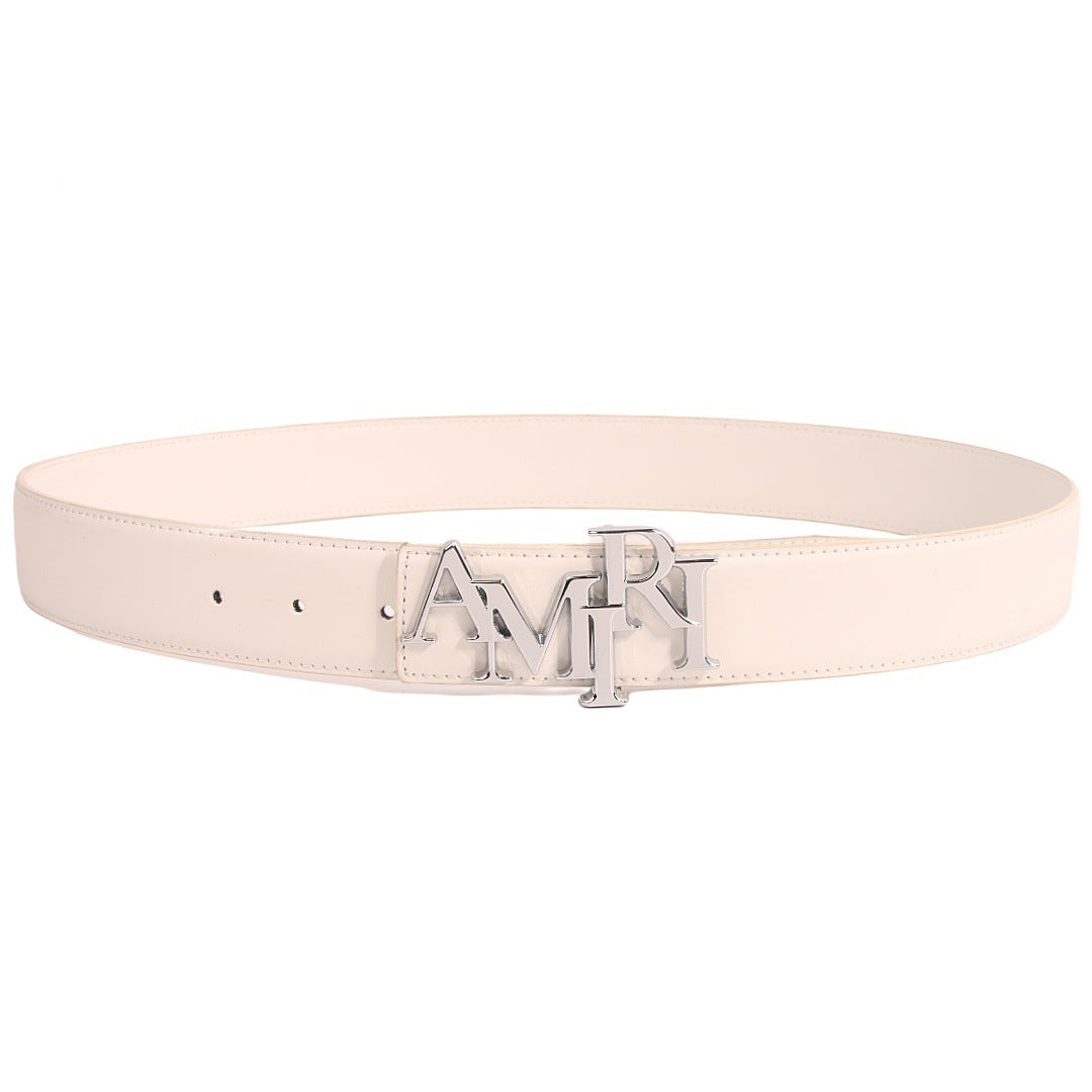 Amiri Belt Cross-border Popular Men's Belt Smooth  Neutral belt casual with jeans shipped with boxBuckle Letter Belt Youth Plaid Belt Trendy Casual Belt