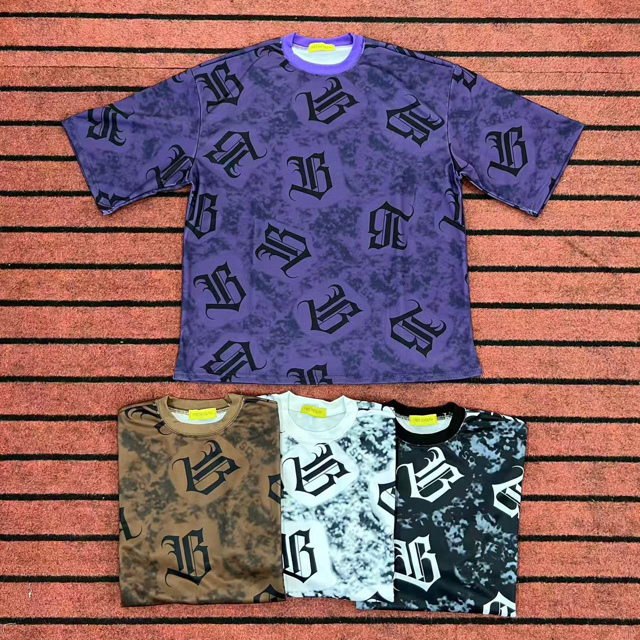 Street T Shirts Washed Old Oversize Hip Hop Skateboard Anime Print Short Sleeve