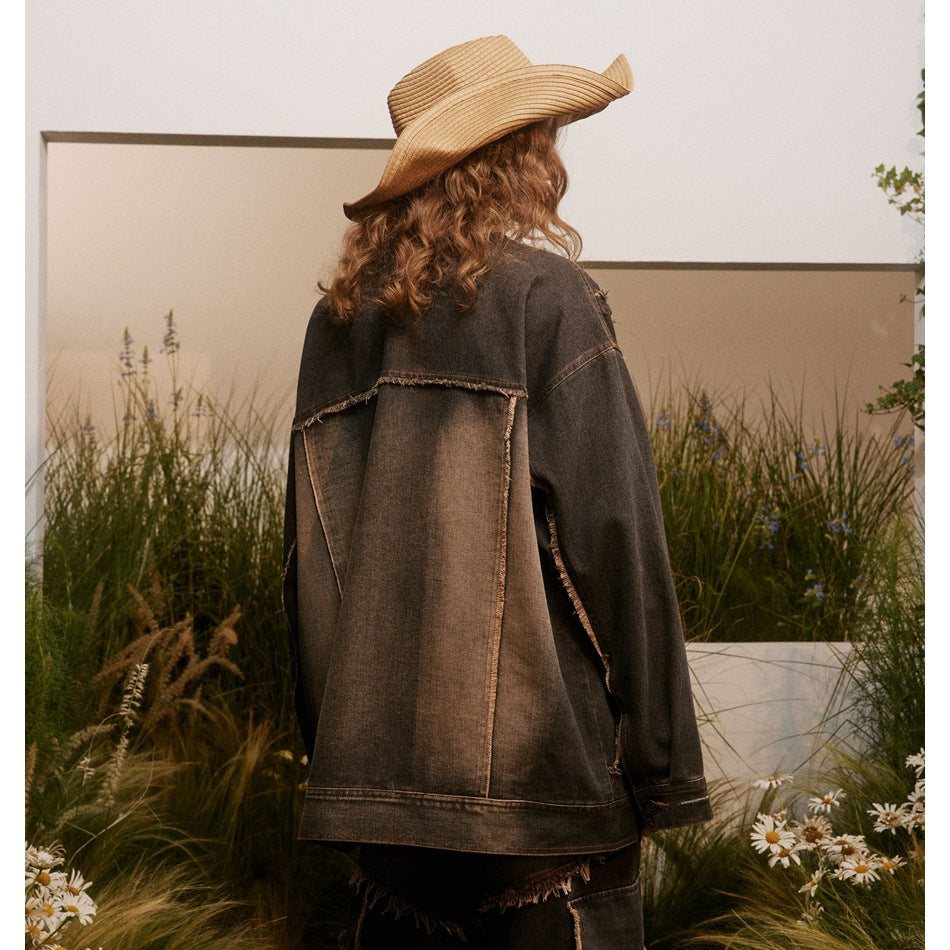 Unisex Jacket West Denim Retro Workwear Coat Jacket